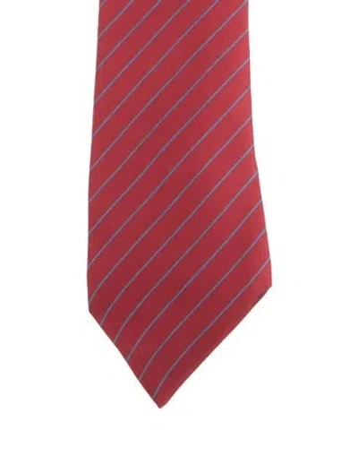 Pre-owned Hermes Silk Patterned Tie In Red