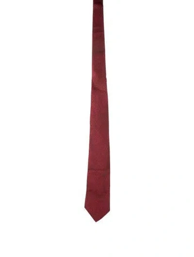Pre-owned Hermes Silk Patterned Tie In Red