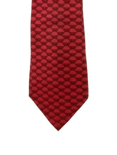 Pre-owned Hermes Silk Patterned Tie In Red