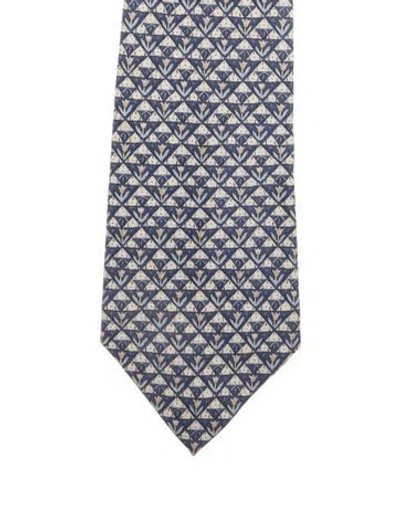 Pre-owned Hermes Silk Patterned  Tie In White
