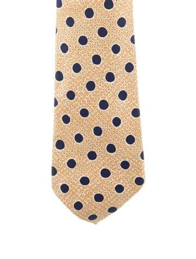 Pre-owned Hermes Silk Patterned Tie In Yellow