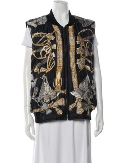 Pre-owned Hermes Silk Patterned Vest In Black
