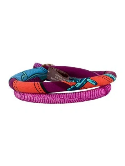 Pre-owned Hermes Silk Petit H Double Tour Bracelet In Multi