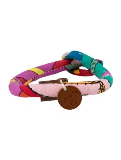 Pre-owned Hermes Silk Petit H Wrap Bracelet In Multi