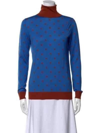 Pre-owned Hermes Silk Polka Dot Print Sweatshirt In Blue
