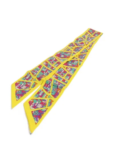 Pre-owned Hermes Silk Print Scarf In Yellow