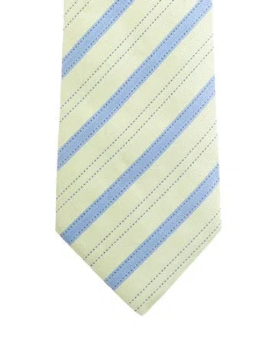 Pre-owned Hermes Silk Print Tie In Blue/green