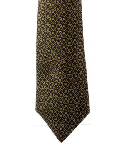 Pre-owned Hermes Silk Print Tie In Multi