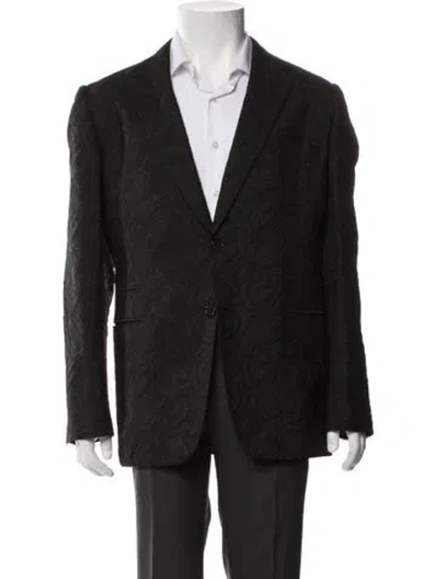 Pre-owned Hermes Silk Printed Blazer In Black
