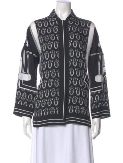 Pre-owned Hermes Silk Printed Blouse In Black