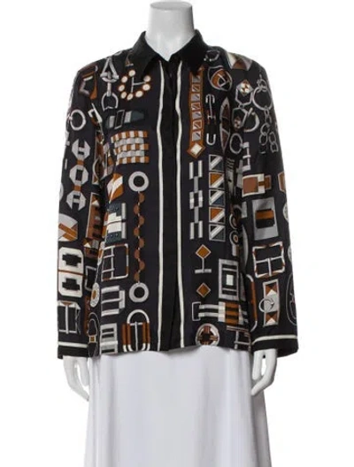 Pre-owned Hermes Silk Printed Blouse In Multi