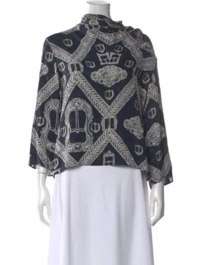 Pre-owned Hermes Silk Printed Blouse In Multi