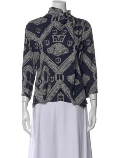 Pre-owned Hermes Silk Printed Blouse In Multi