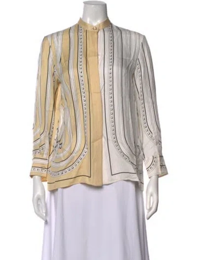 Pre-owned Hermes Silk Printed Blouse In Multicolor