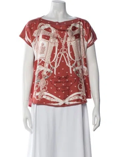 Pre-owned Hermes Silk Printed Blouse In Pink
