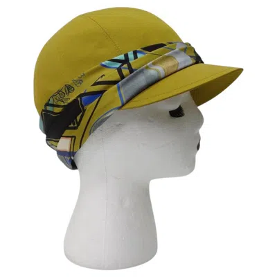Pre-owned Hermes Silk Printed Cap In Brown