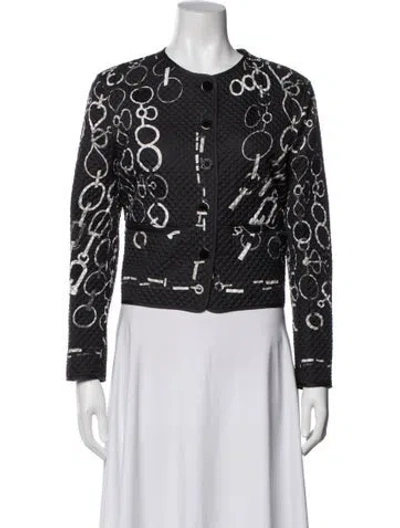 Pre-owned Hermes Silk Printed Evening Jacket W/ Tags In Black