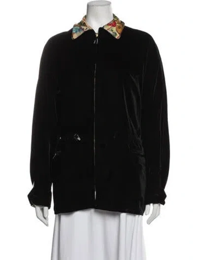 Pre-owned Hermes Silk Printed Jacket In Black/yellow