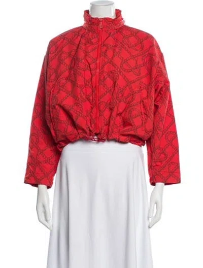 Pre-owned Hermes Silk Printed Jacket In Red