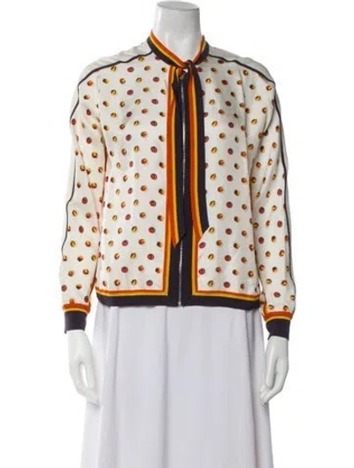 Pre-owned Hermes Silk Printed Jacket In White