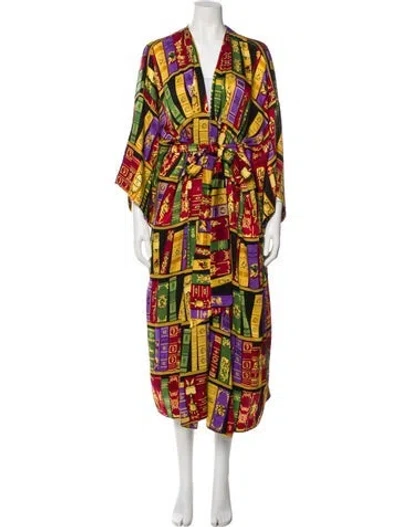Pre-owned Hermes Silk Printed Robe In Multi