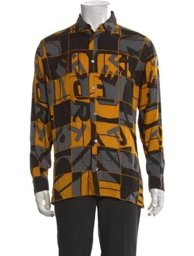 Pre-owned Hermes Silk Printed Shirt In Yellow