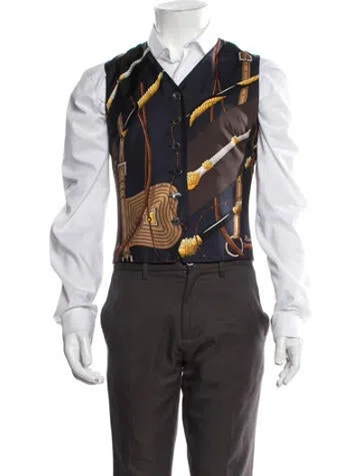 Pre-owned Hermes Silk Printed Suit Vest In Multi