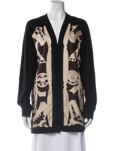 Pre-owned Hermes Silk Printed Sweater In Black