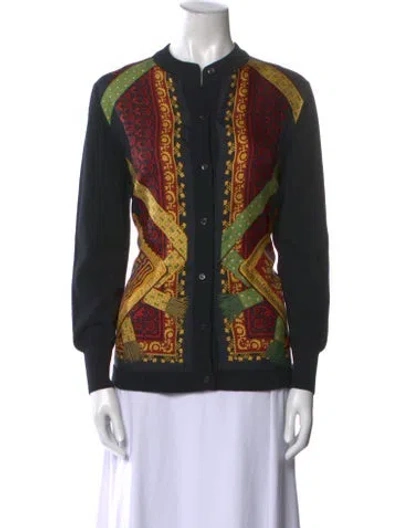 Pre-owned Hermes Silk Printed Sweater In Black