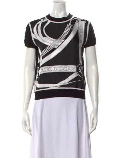 Pre-owned Hermes Silk Printed Sweater In Black
