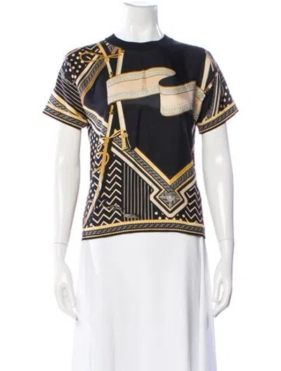 Pre-owned Hermes Silk Printed Sweater In Black