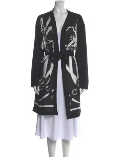 Pre-owned Hermes Silk Printed Sweater In Black