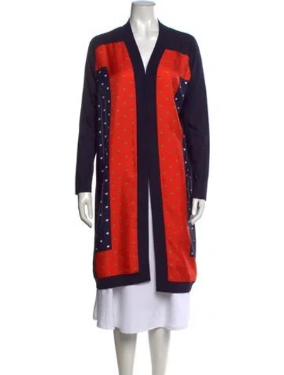 Pre-owned Hermes Silk Printed Sweater In Blue