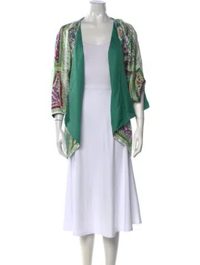 Pre-owned Hermes Silk Printed Sweater In Green