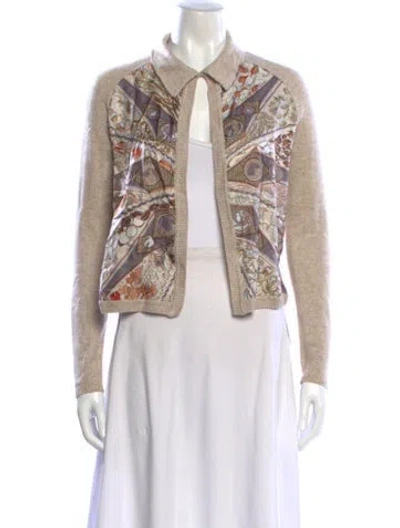 Pre-owned Hermes Silk Printed Sweater In Neutral