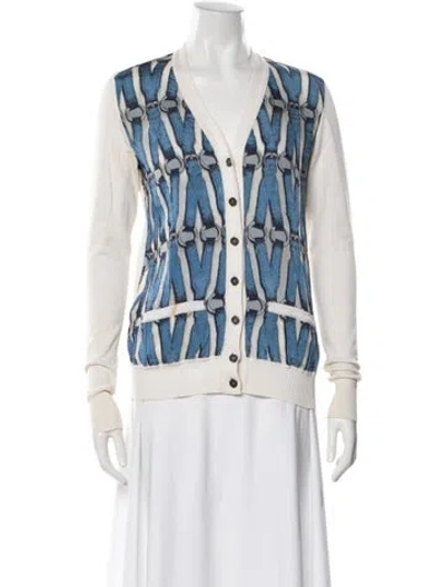 Pre-owned Hermes Silk Printed Sweater In Neutral