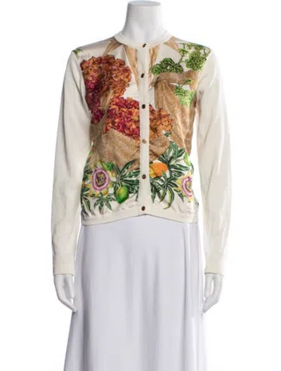 Pre-owned Hermes Silk Printed Sweater In Neutrals
