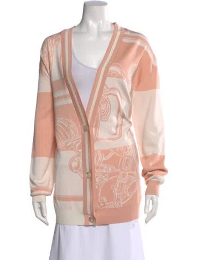 Pre-owned Hermes Silk Printed Sweater In Pink