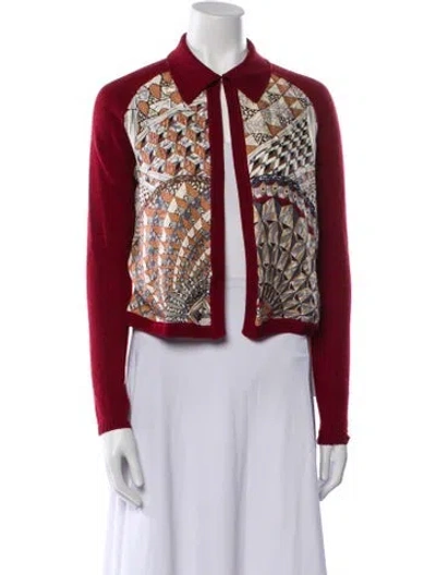 Pre-owned Hermes Silk Printed Sweater In Red
