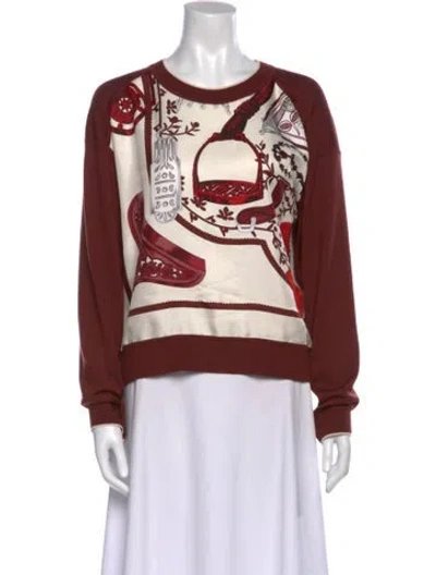 Pre-owned Hermes Silk Printed Sweater In Red