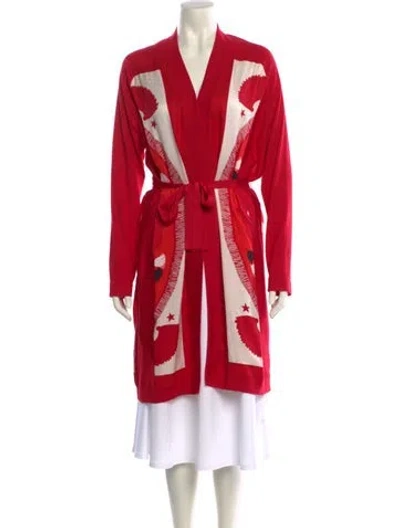 Pre-owned Hermes Silk Printed Sweater In Red