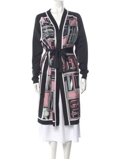 Pre-owned Hermes Silk Printed Sweater W/ Tags In Black