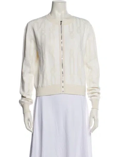 Pre-owned Hermes Silk Printed Sweater W/ Tags In Neutral