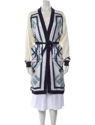 Pre-owned Hermes Silk Printed Sweater W/ Tags In Neutral