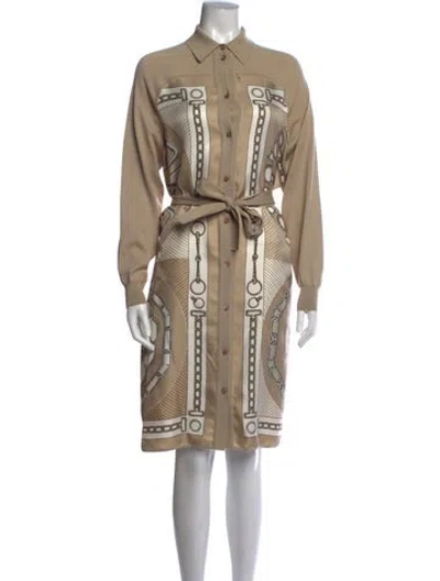 Pre-owned Hermes Silk Printed Sweater W/ Tags In Neutrals