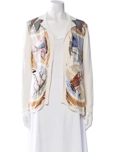 Pre-owned Hermes Silk Printed Sweater In White