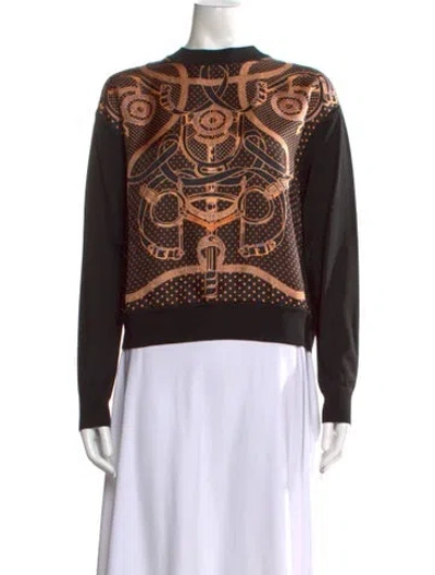 Pre-owned Hermes Silk Printed Sweatshirt In Black