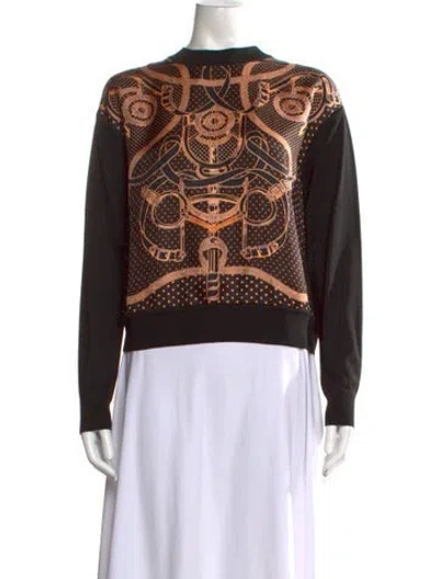 Pre-owned Hermes Silk Printed Sweatshirt In Black