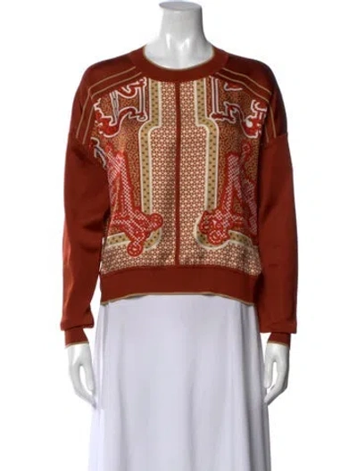 Pre-owned Hermes Silk Printed Sweatshirt In Orange