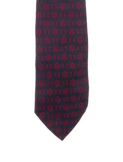 Pre-owned Hermes Silk Printed Tie In Black
